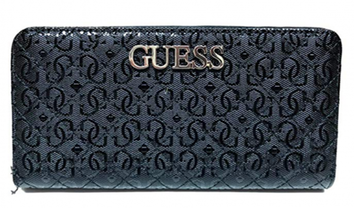 GUESS Damen Geldbörse WILONA SLG mit Absteppungen in Glänzender Optik schwarz