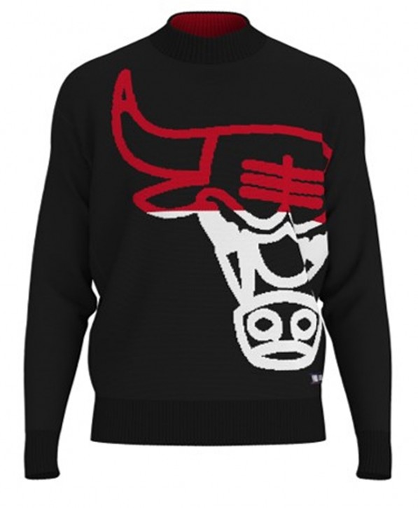 Hugo Boss NBA Relaxed-Fit Pullover Knit_ChicagoBulls mit Logo-Intarsien schwarz 001