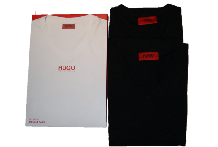 HUGO TEE SHIRT DOPPELPACK V- AUSSCHNITT FARBE SCHWARZ 001
