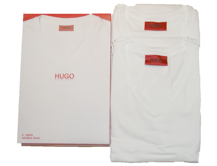 HUGO TEE SHIRT DOPPELPACK HUGO-V- AUSSCHNITT FARBE WEISS 100