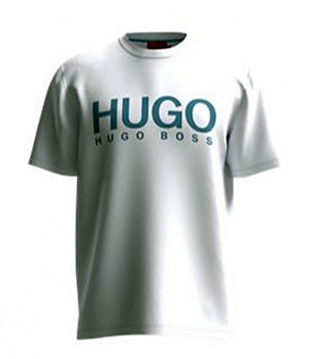 HUGO T-Shirt DOLIVE212 aus Single Jersey mit Logo-Print weiß 100