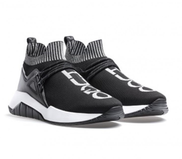 HUGO Sneakers  ATOM_SLON_ KN mit reflektierendem Logo und Strickeinsatz schwarz 45