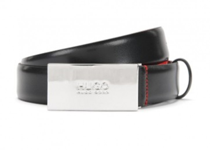 HUGO Ledergürtel BALDWIN-N mit Logo-Detail an der Koppelschließe schwarz 001