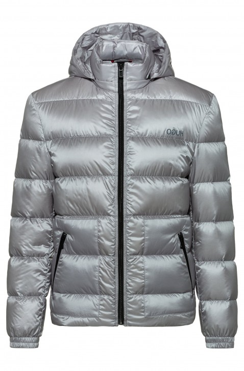 HUGO Wasserabweisende Daunenjacke BALIN 1941 mit abnehmbarer Kapuze silber