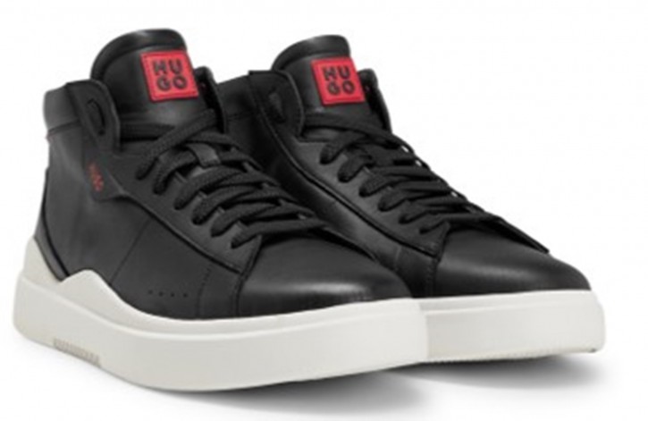 Hugo Hightop Sneakers Blake_Hito_lt aus Leder mit Stack-Logo schwarz 001
