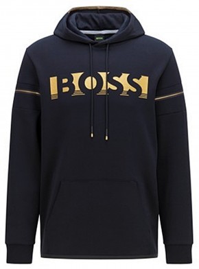 Hugo Boss Unisex-Sweatshirt mit Logo-Artwork und Kapuze  Soody1 dunkelblau 402