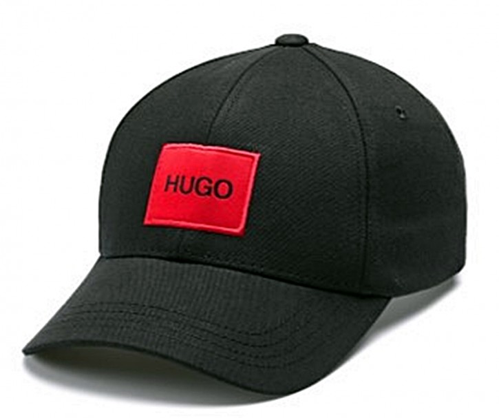 HUGO Cap Men-X 576 aus Baumwoll-Twill mit rotem Hugo Logo-Patch schwarz 001