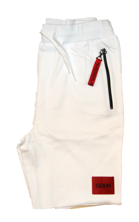 HUGO Relaxed-Fit Shorts DACTUS aus Baumwoll-Terry mit Reisverschlüssen weiss 100