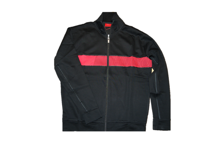 HUGO Sweatjacke DALAIS mit Reißverschluss und Colour-Block-Logo schwarz