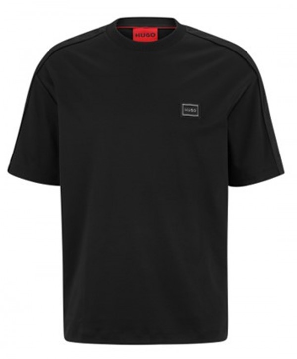 Hugo T-Shirt Dalix aus Interlock-Baumwolle mit Framed-Logo schwarz 001