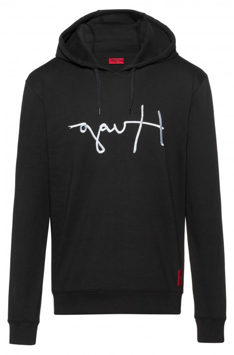 HUGO Unisex-Sweatshirt DANGFALL aus Baumwolle mit handgeschriebenem Reversed-Logo schwarz
