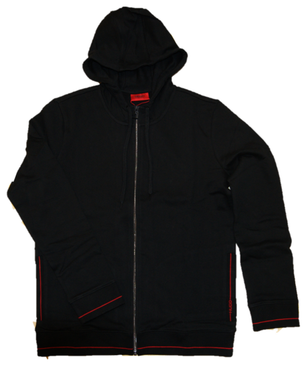 HUGO Kapuzenjacke DAPLE202 aus French Terry mit Logo auf der Tasche schwarz 001