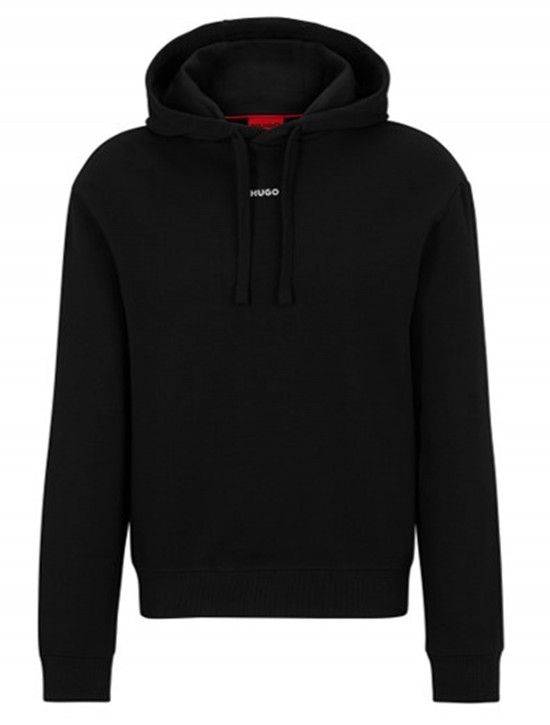 Hugo Relaxed-Fit Hoodie Dapo aus Baumwolle mit Kontrast-Logo schwarz 001