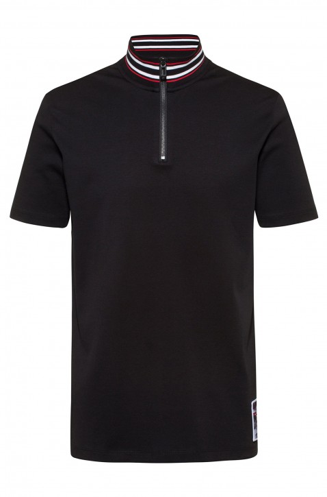 HUGO Poloshirt DARANTO mit Stehkragen und grafischer Berlin-Applikation schwarz 001