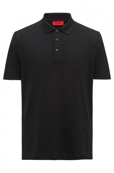 HUGO Poloshirt Darelli aus Baumwoll-Piqué mit Logo-Print hinten am Saum schwarz 001