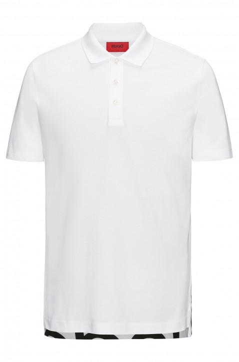 HUGO Poloshirt Darelli aus Baumwoll-Piqué mit Logo-Print hinten am Saum weiss 100