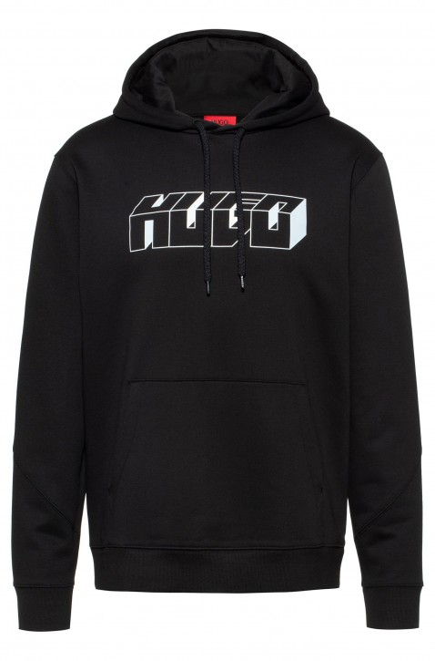 HUGO Kapuzen-Sweatshirt DAZARUS aus French Terry mit reflektierendem Logo schwarz