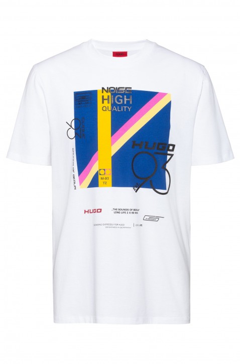 HUGO T-Shirt DEBEL aus Single Jersey mit "HUGO ’93"-Grafik weiss
