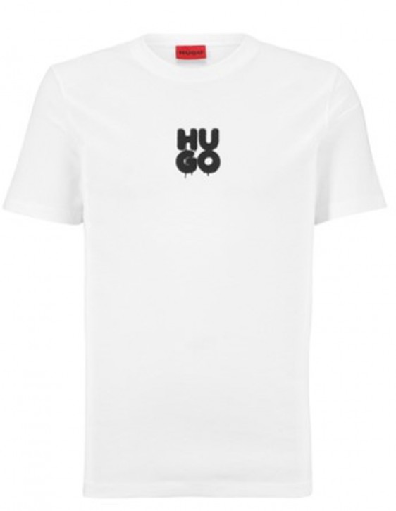 Hugo T-Shirt Decali aus Baumwoll-Jersey mit Stack-Logo im Graffiti-Stil  weiß 100 M