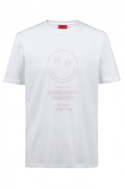 HUGO T-Shirt DELODIC aus Baumwolle mit Logo-Print weiss 100