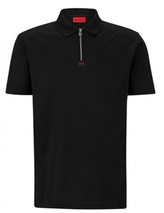 Hugo Poloshirt Dereso223 mit Zipp aus Baumwoll-Piqué mit schwarzem Logo-Label 007
