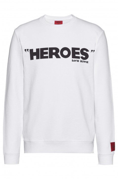 HUGO Sweatshirt DEROES aus French Terry mit ikonischem Print weiss 100