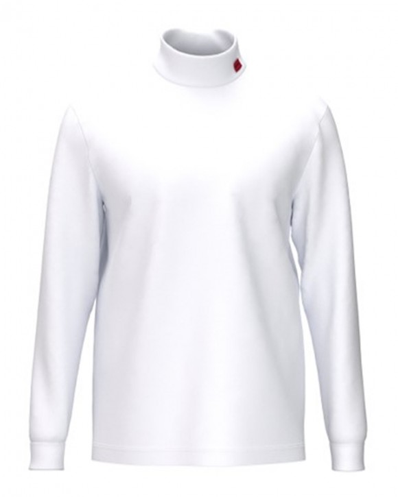 Hugo Longsleeve aus Stretch-Baumwolle mit Rollkragen Derollo224 und rotem Logo-Etikett weiß 100