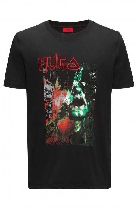 HUGO T-Shirt Detallic aus Baumwolle mit markantem Print Farbe schwarz 001