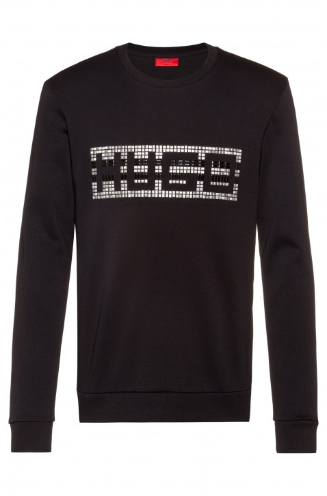 HUGO Sweatshirt DICAGO-U202 aus Baumwolle mit Rundhalsausschnitt und Nieten-Logo schwarz M