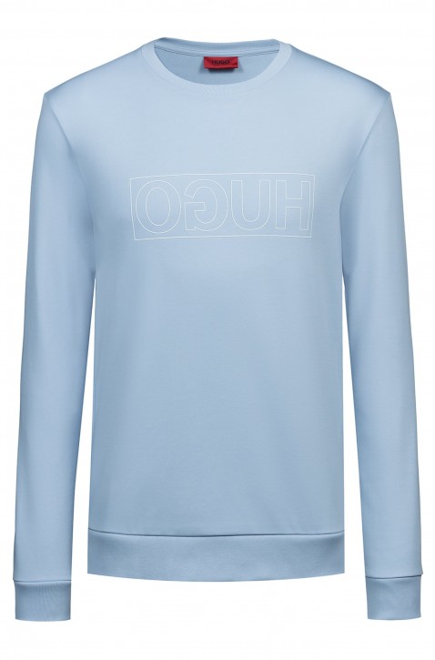 HUGO Sweatshirt DICAGO-U6 aus Interlock-Baumwolle mit spiegelverkehrtem Logo hellblau 453