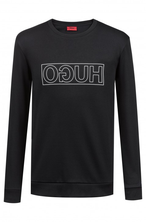 HUGO Sweatshirt DICAGO-U6 aus Interlock-Baumwolle mit spiegelverkehrtem Logo schwarz 001