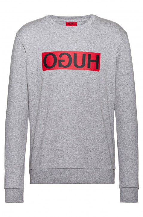 HUGO Sweatshirt DICAGO194 aus Baumwolle mit spiegelverkehrtem Logo-Print grau 061