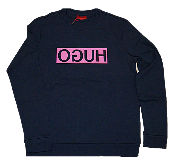 HUGO Sweatshirt DICAGO202 aus Baumwolle mit spiegelverkehrtem Logo-Print dunkelblau 405