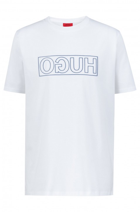 HUGO T-Shirt DICAGOLINO mit Reversed-Logo und Rundhalsausschnit weiss 100