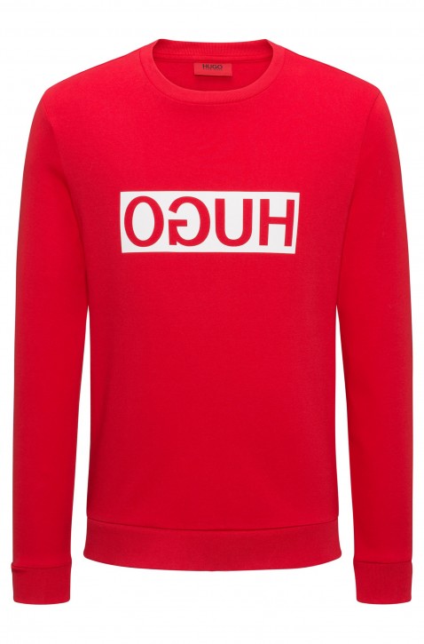 HUGO Regular-Fit Sweatshirt DICAGO aus Baumwolle mit spiegelverkehrtem Logo-Print Farbe rot 629