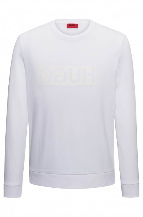 HUGO Regular-Fit Sweatshirt DICAGO aus Baumwolle mit spiegelverkehrtem Logo-Print Farbe weiss 101