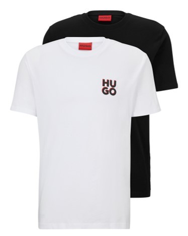 HUGO Herren Dimento Doublepack T-Shirt schwarz und weiß 960