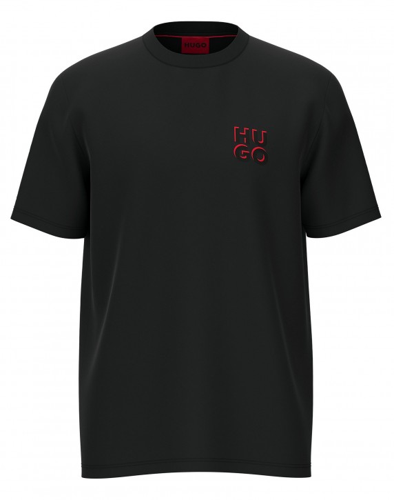 HUGO T-Shirt Dimento aus Baumwoll-Jersey mit Stack-Logo schwarz 001