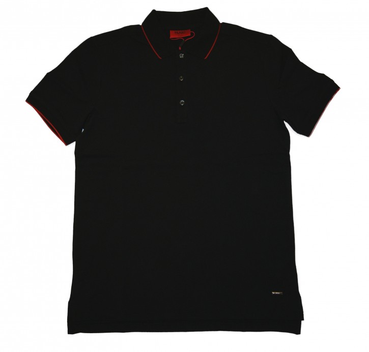 HUGO Polo Shirt DINOSO mit abgesetzten Kragen Farbe schwarz 001