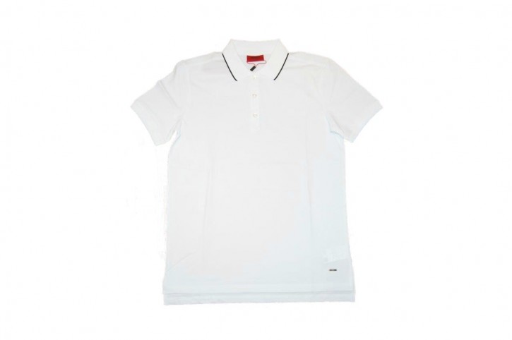 HUGO Polo Shirt DINOSO mit abgesetzten Kragen Farbe weiss 100
