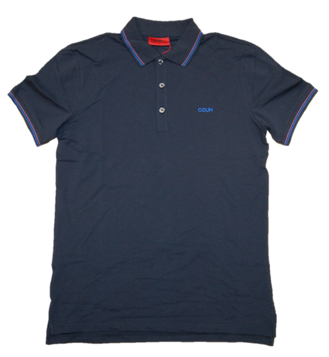 HUGO Poloshirt Dinoso202 aus Stretch-Baumwolle mit Streifen-Einfassung  blau 405