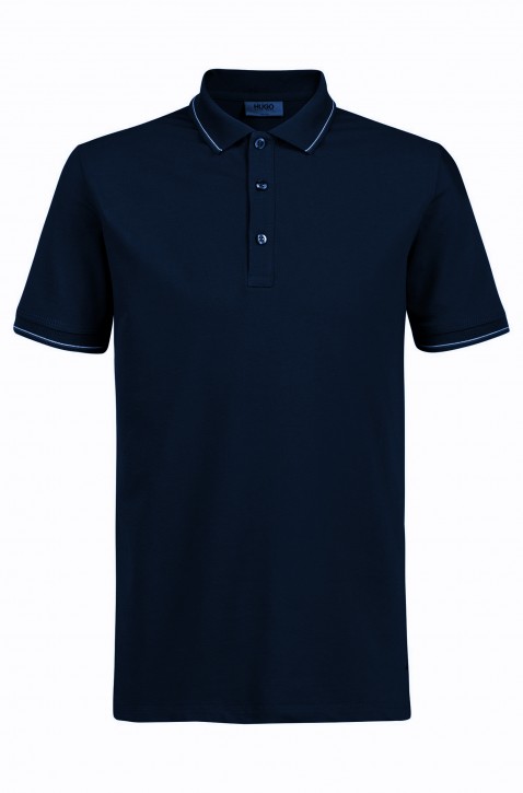 HUGO Poloshirt DINOSO-U2 elastischer Baumwolle mit Streifen-Einfassung Farbe dunkelblau 405 XXL