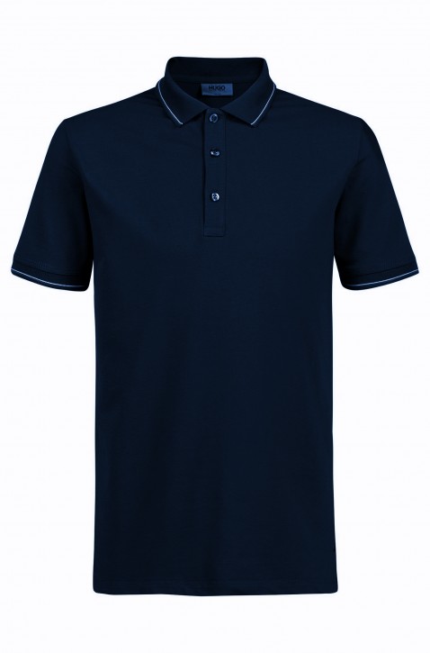 HUGO Poloshirt DINOSO-U2 elastischer Baumwolle mit Streifen-Einfassung Farbe dunkelblau 405