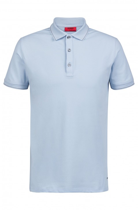 HUGO Poloshirt DINOSO-U2 elastischer Baumwolle mit Streifen-Einfassung Farbe hellblau