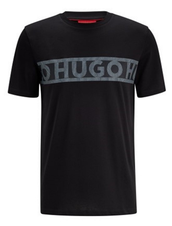 HUGO T-Shirt  DINOTTO aus Bio-Baumwolle mit Logo-Tape-Artwork schwarz 001 001