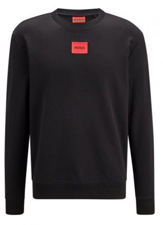 HUGO Sweatshirt Diragol212 aus Baumwoll-Terry mit rotem Logo-Etikett schwarz 001 L