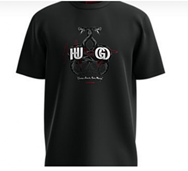 Hugo Boss T-Shirt Dnake aus Baumwolle mit Statement-Artwork schwarz 001 M