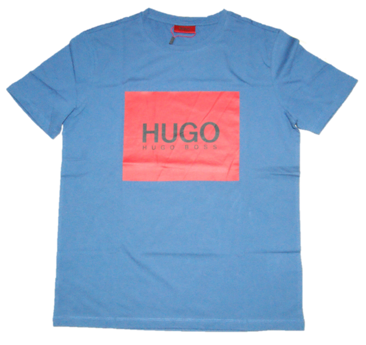 HUGO T-Shirt DOLIVE 194 aus Baumwolle mit quadratischem Logo blau 420 XXL