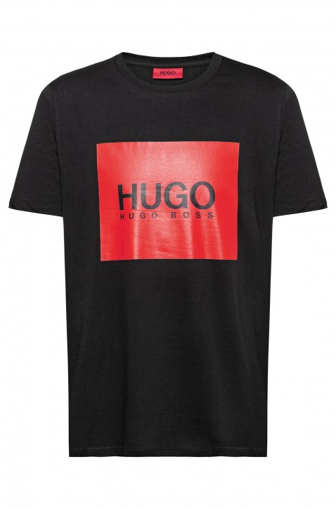 HUGO T-Shirt DOLIVE 194 aus Baumwolle mit quadratischem Logo schwarz 001 XXL