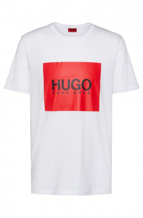 HUGO T-Shirt DOLIVE 194 aus Baumwolle mit quadratischem Logo weiss 100